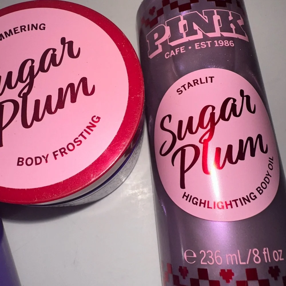 PINK Sugar Plum Body Care Bundle Lotion Oil Shimmering Body Frosting Set